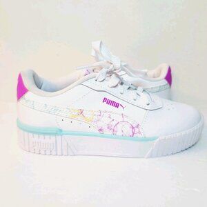 Youth Girls Puma Lace Up Athletic Low White Purple Blue Size 1.5